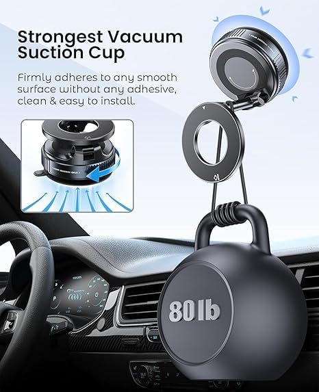Car Dashboard Phone Holder 360° Vacuum Magnetic Phone Stand